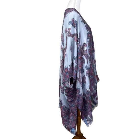 Chico's blue kimono, bohemian, global inspired, layering, eclectic, festival - Picture 2 of 6